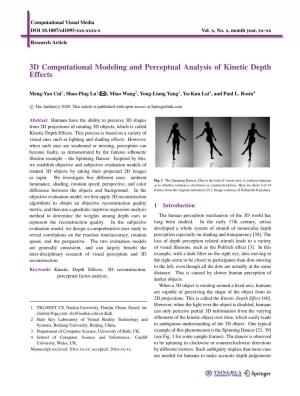 3D Computational Modeling and Perceptual Analysis of Kinetic Depth Effects