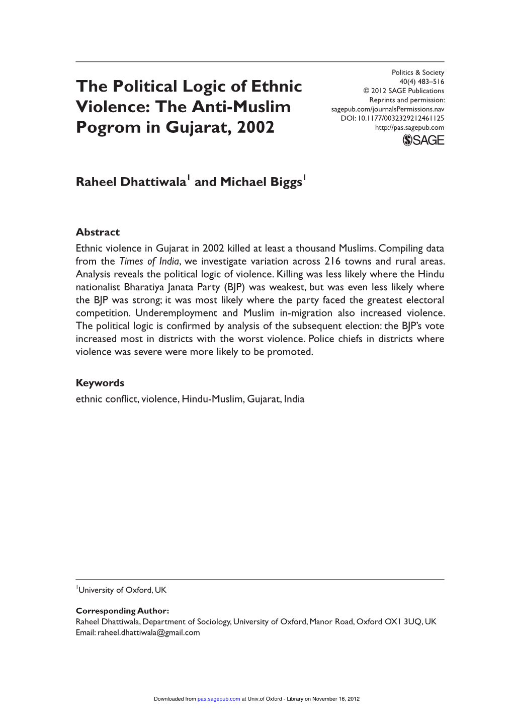 The Anti-Muslim Pogrom in Gujarat, 2002