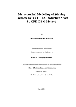 Mathematical Modelling of Sticking Phenomena in COREX Reduction Shaft by CFD-DEM Method