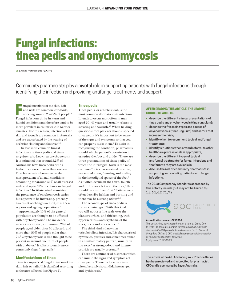 Fungal Infections Tinea Pedis And Onychomycosis Docslib 6590