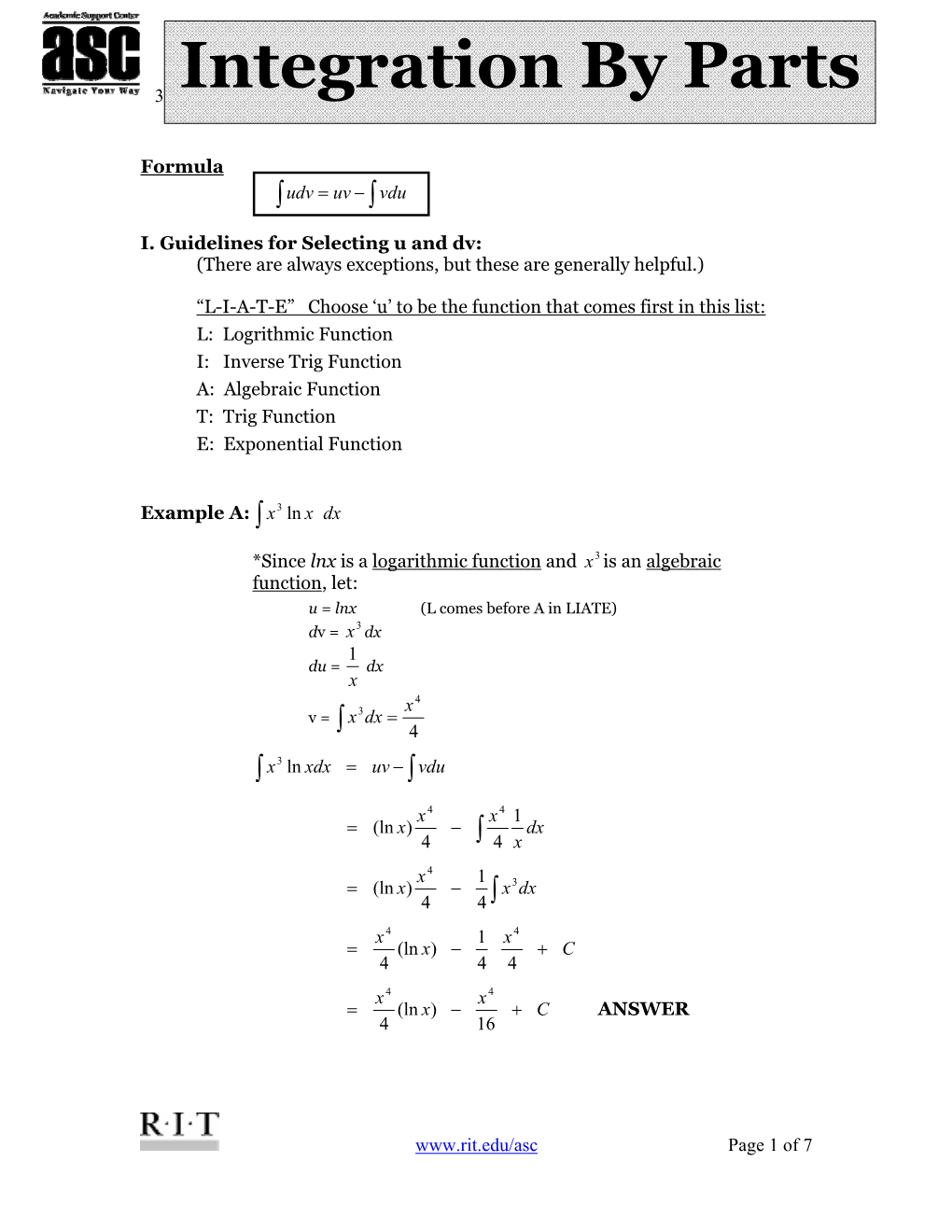 Integration by Parts