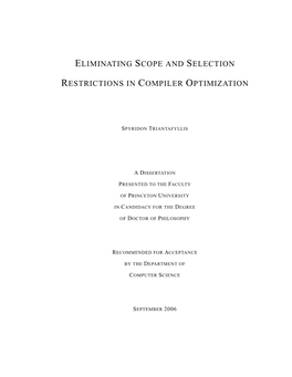 Eliminating Scope and Selection Restrictions in Compiler Optimizations