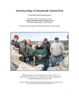 Inuit Knowledge As It Relates to UNP From