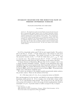 Invariant Measures for the Horocycle Flow on Periodic Hyperbolic Surfaces