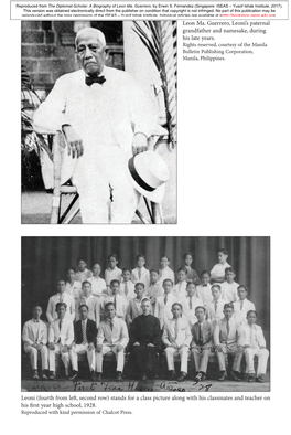 Leon Ma. Guerrero, Leoni's Paternal Grandfather and Namesake, During His Late Years. Leoni (Fourth from Left, Second Row) Stan