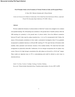 First Principles Study on the Formation of Yttrium Nitride in Cubic and Hexagonal Phases