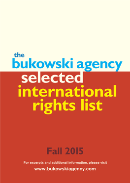 The Bukowski Agency Selected International Rights List