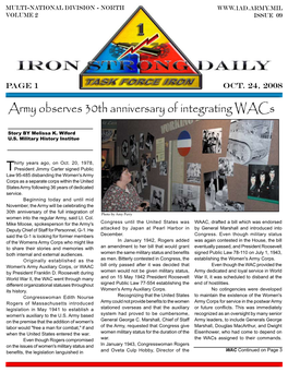 Army Observes 30Th Anniversary of Integrating Wacs