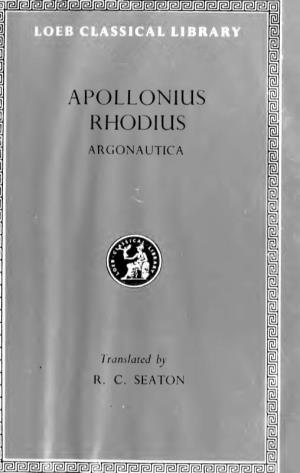 Apollonius Rhodius, the Argonautica