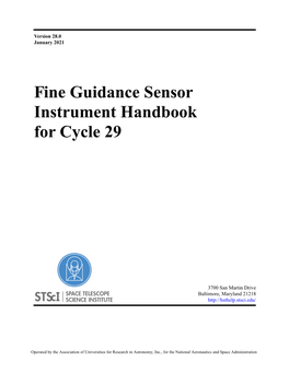 Fine Guidance Sensor Instrument Handbook for Cycle 29