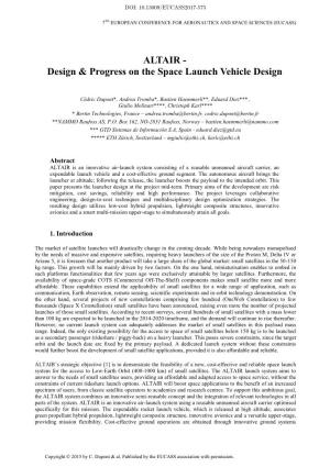ALTAIR - Design & Progress on the Space Launch Vehicle Design