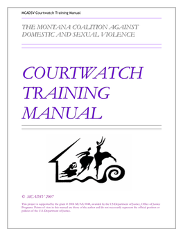 This Is the Courtwatch Manual Developed by the Montana