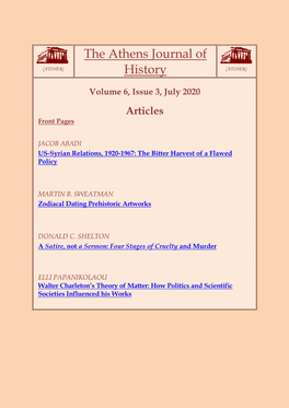 The Athens Journal of History ISSN NUMBER: 2407-9677 - DOI: 10.30958/Ajhis Volume 6, Issue 3, July 2020 Download the Entire Issue (PDF)