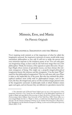 Mimesis, Eros, and Mania on Platonic Originals