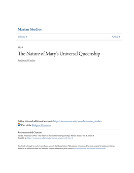 The Nature of Mary's Universal Queenship