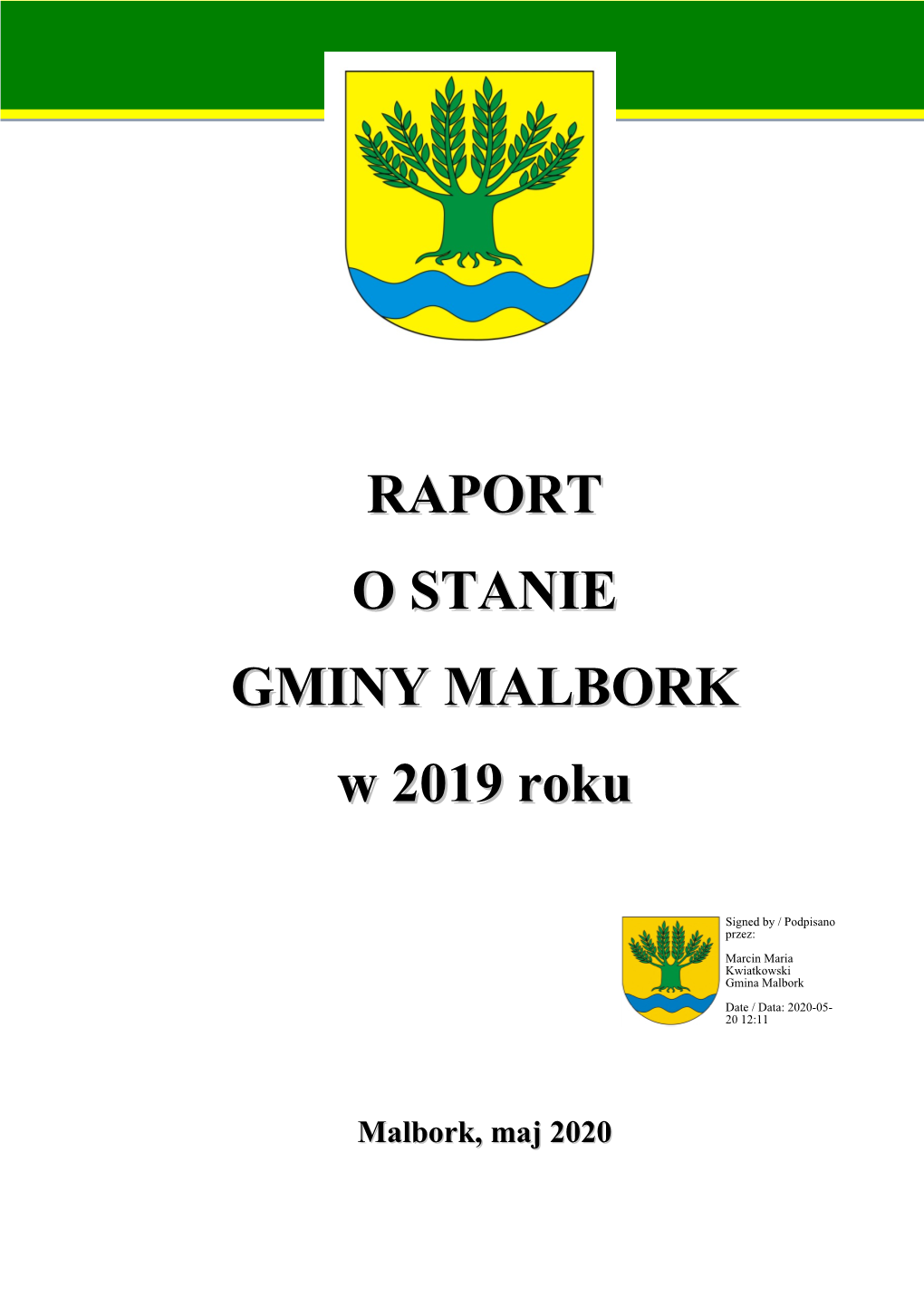 RAPORT O STANIE GMINY MALBORK W 2019 Roku