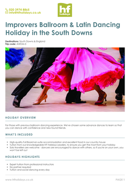 Improvers Ballroom & Latin Dancing Holiday in the South Downs