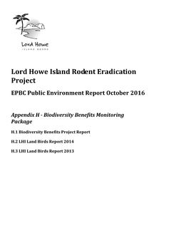 Lord Howe Island Rodent Eradication Project EPBC Public Environment Report October 2016
