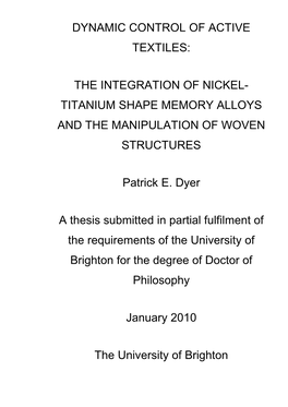 The Integration of Nickel-Titanium Shape