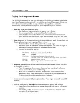 Download the Caging the Companion Parrot PDF Handout