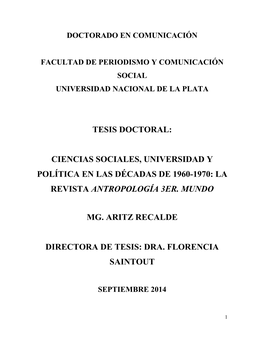 Tesis Doctoral: Ciencias Sociales