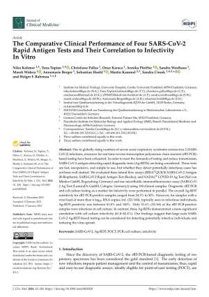 The Comparative Clinical Performance of Four SARS-Cov-2 Rapid Antigen Tests and Their Correlation to Infectivity in Vitro