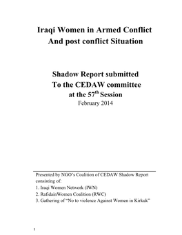 Iraqi Women in Armed Conflict and Post Conflict Situation