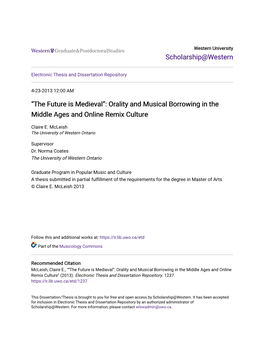 “The Future Is Medieval”: Orality and Musical Borrowing in the Middle Ages and Online Remix Culture