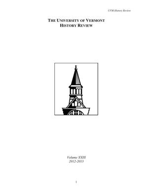 The University of Vermont History Review, Volume XXIII 2012-2013