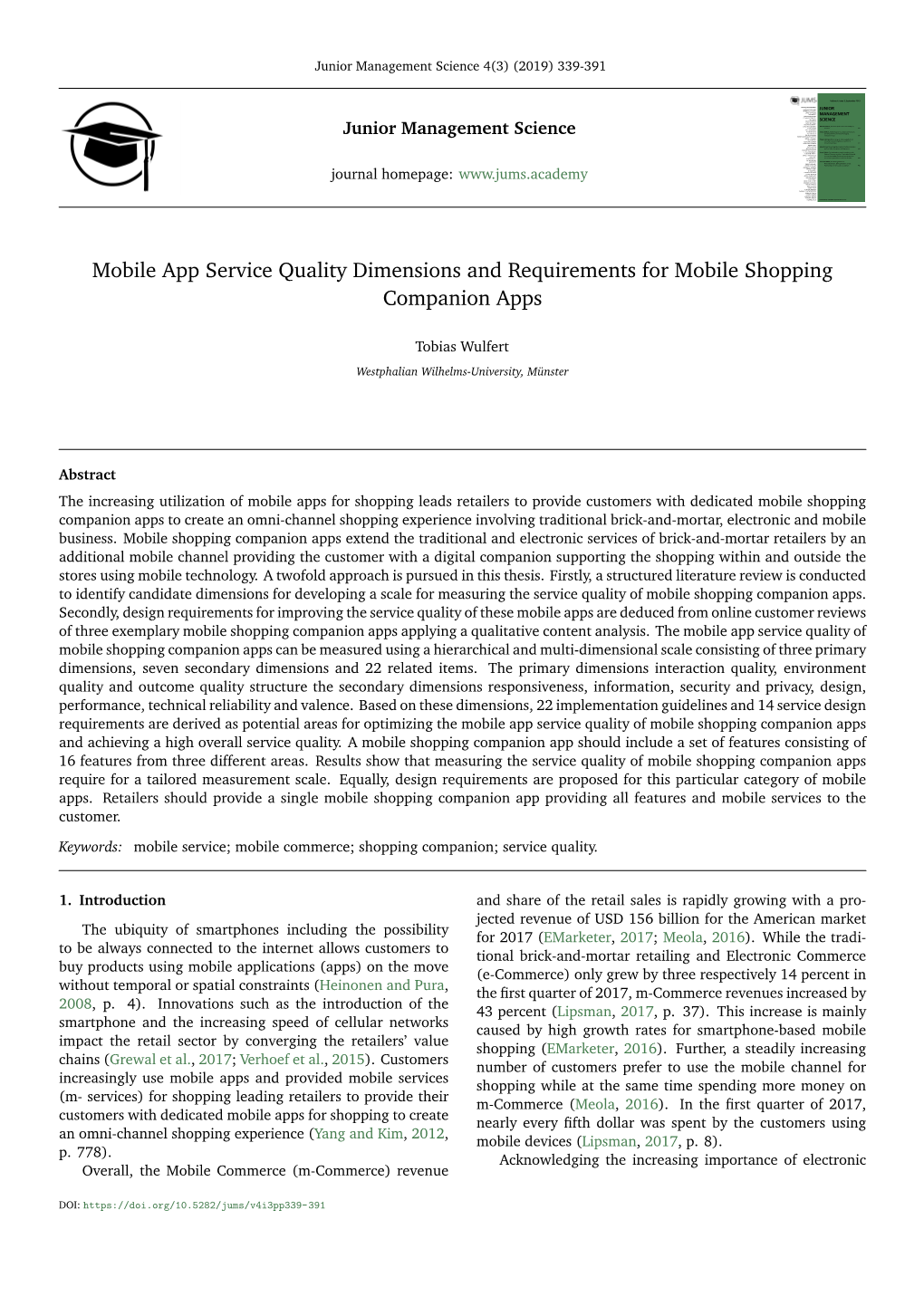 Mobile App Service Quality Dimensions and Requirements for Mobile Shopping Companion Apps