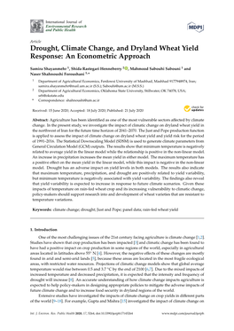 Drought, Climate Change, and Dryland Wheat Yield Response: an Econometric Approach