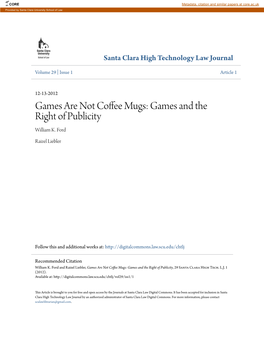 Games and the Right of Publicity William K