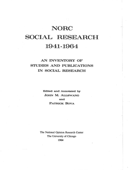 NORC Social Research, 1941-1964: an Inventory of Studies And