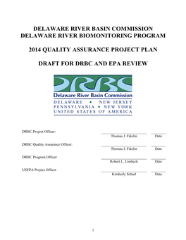Delaware River Basin Commission Delaware River Biomonitoring Program