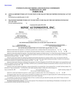 SONIC AUTOMOTIVE, INC. (Exact Name of Registrant As Specified in Its Charter)