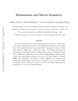 Bosonization and Mirror Symmetry Arxiv:1608.05077V1 [Hep-Th]