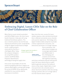 Embracing Digital, Luxury Ceos Take on the Role of Chief Collaboration Officer