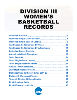 Division Iii Women's Basketball Records