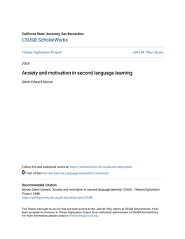 Anxiety and Motivation in Second Language Learning