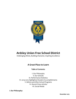 Ardsley Union Free School District Challenging Minds, Building Character, Inspiring Excellence