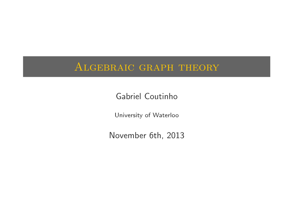 Algebraic Graph Theory