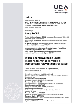 Music Sound Synthesis Using Machine Learning: Towards a Perceptually Relevant Control Space