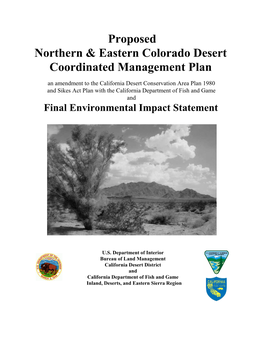 Proposed Northern & Eastern Colorado Desert Coordinated