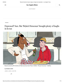 Bojack Horseman' Leaves a Legacy of Laughs and Exploration - Los Angeles Times