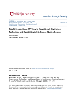 How to Cover Secret Government Technology and Capabilities in Intelligence Studies Courses