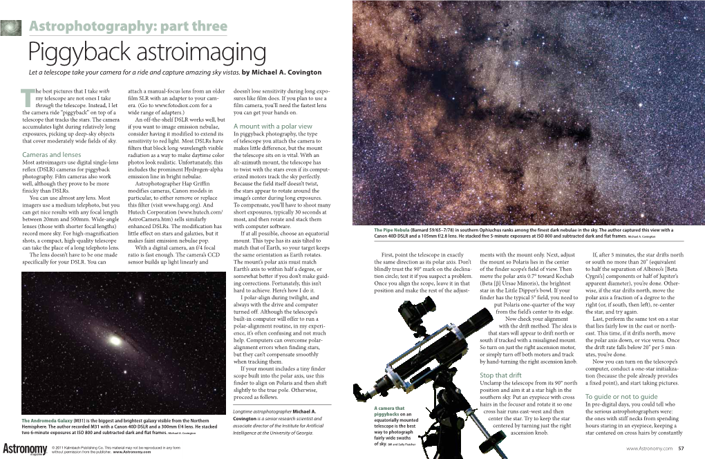 Piggyback Astroimaging Let a Telescope Take Your Camera for a Ride and Capture Amazing Sky Vistas