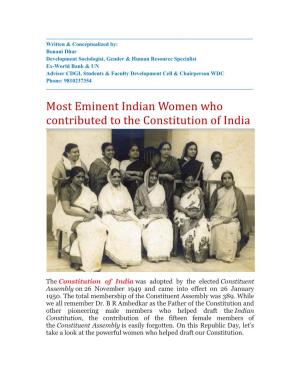 Most Eminent Indian Women Who Contributed to the Constitution of India
