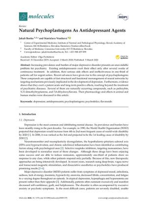 Natural Psychoplastogens As Antidepressant Agents