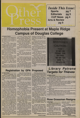 A-Omophobia Present at Maple Ridge Campus of Douglas College