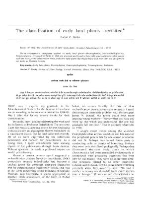 The Classification of Early Land Plants-Revisited*